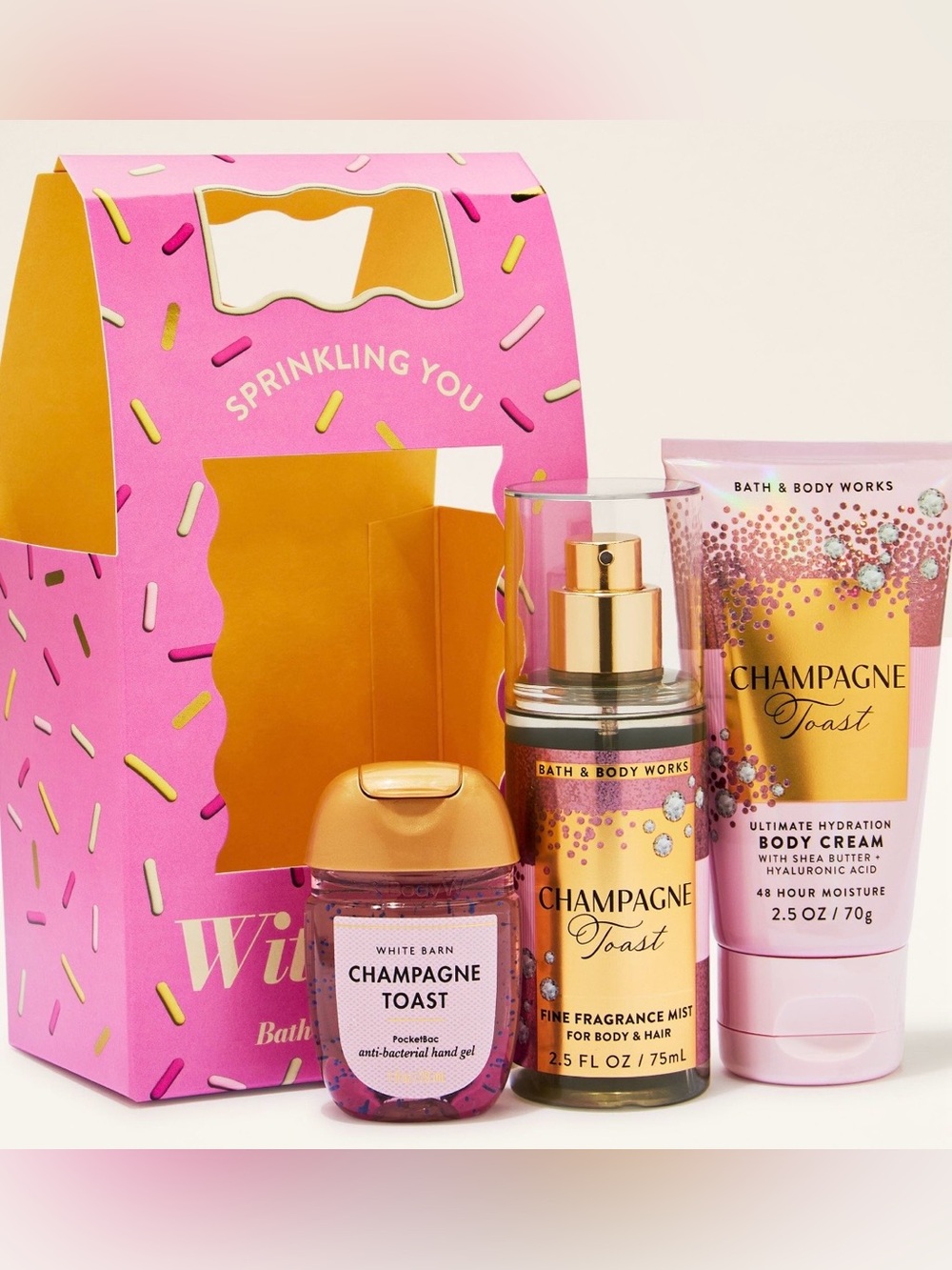 🆕🥂 BATH & BODY WORKS LIMITED, EDITION “SPRINKLING YOU WITH LOVE“
MINI GIFT SET.